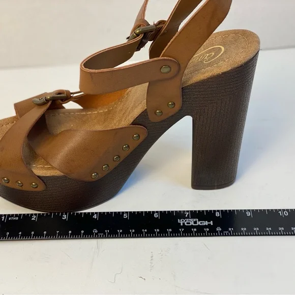 Candie's Brown Platform Shoes with Criss-Cross Straps Vintage - Picture 13 of 15